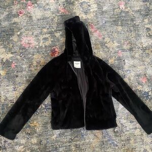 Abercrombie & Fitch Black Faux Fur zip up jacket